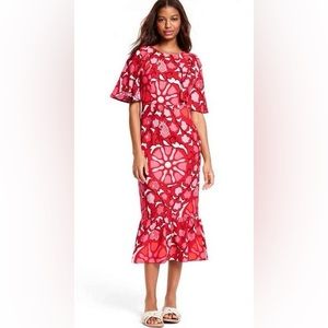 Rhode Red Floral Linen Dress Size 20